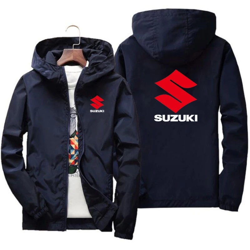 Motorcycle Gear Hoodie - ซูซูกิ ยูธ เวอร์ชั่นเกาหลี เสื้อกันลมแบบมีฮู้ดบาง ๆ สำหรับขี่มอเตอร์ไซค์