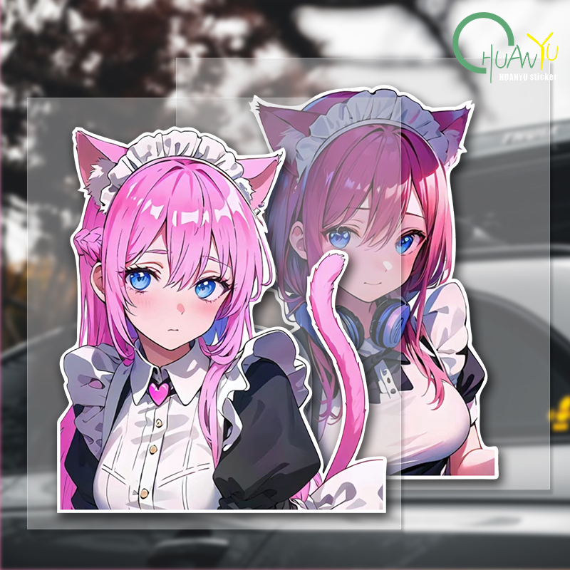 Motorcycle Gear Japan - Jdm ผู้หญิงสวยการ์ตูนญี่ปุ่นสติกเกอร์ชุดสาวใช้น่ารักกันชนรถมอเตอร์ไซค์รถบรรทุกสติกเกอร์สติกเกอร์กันน้ำสะท้อนแสงไวนิล