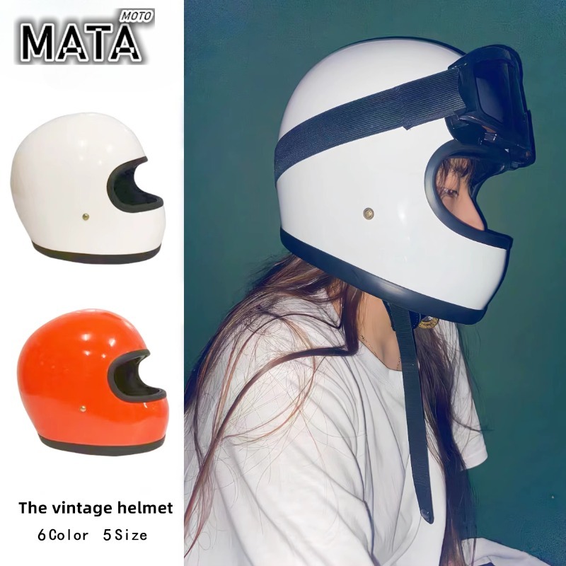 Motorcycle Gear Japan - หมวกกันน็อคมอเตอร์ไซค์วินเทจ Japan Tech เปลือกไฟเบอร์กลาสหมวกกันน็อค Moto DAVID