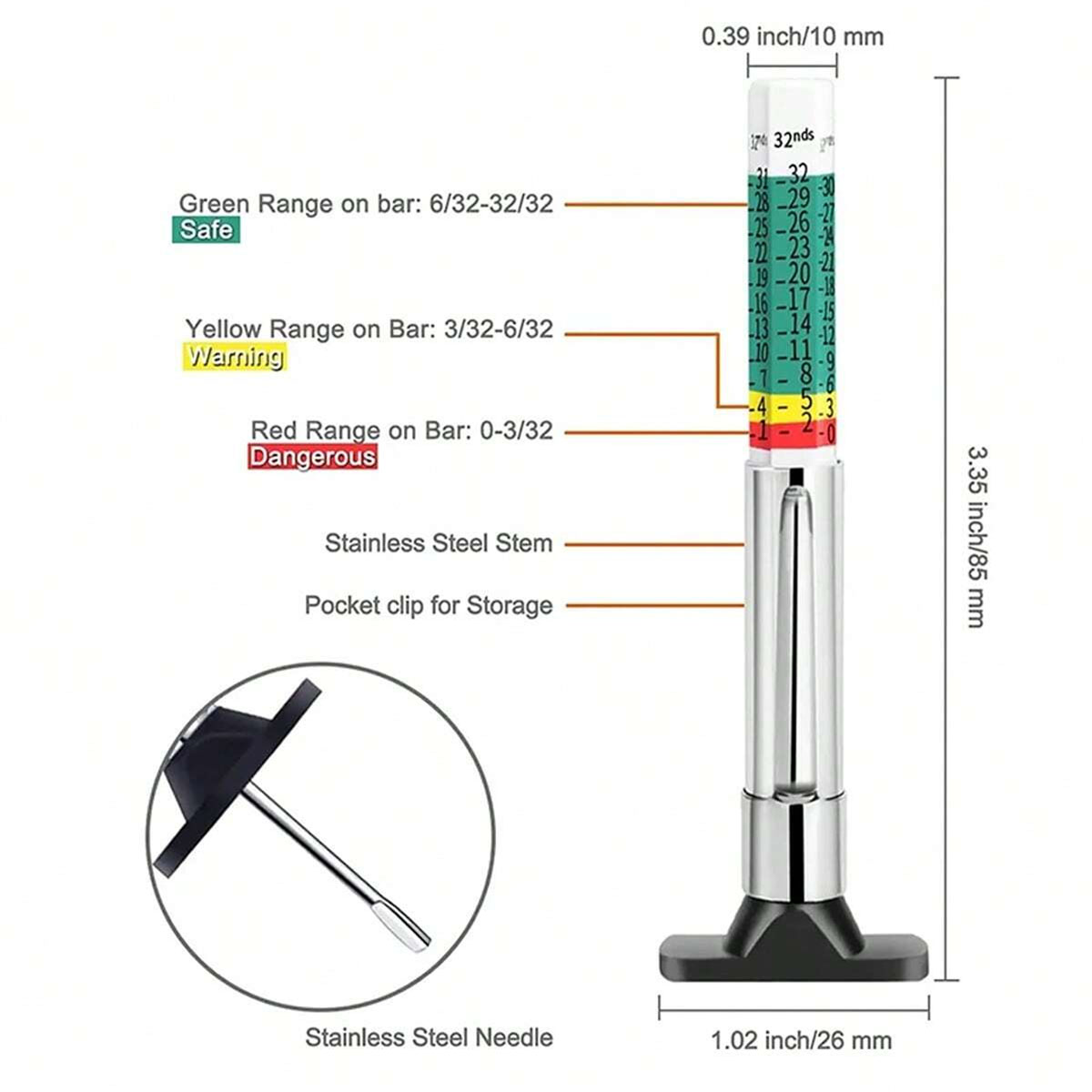 เกจวัดความลึกดอกยางรถยนต์ 1 ชิ - Tyre Pressure Gauge บทวิจารณ์และราคา