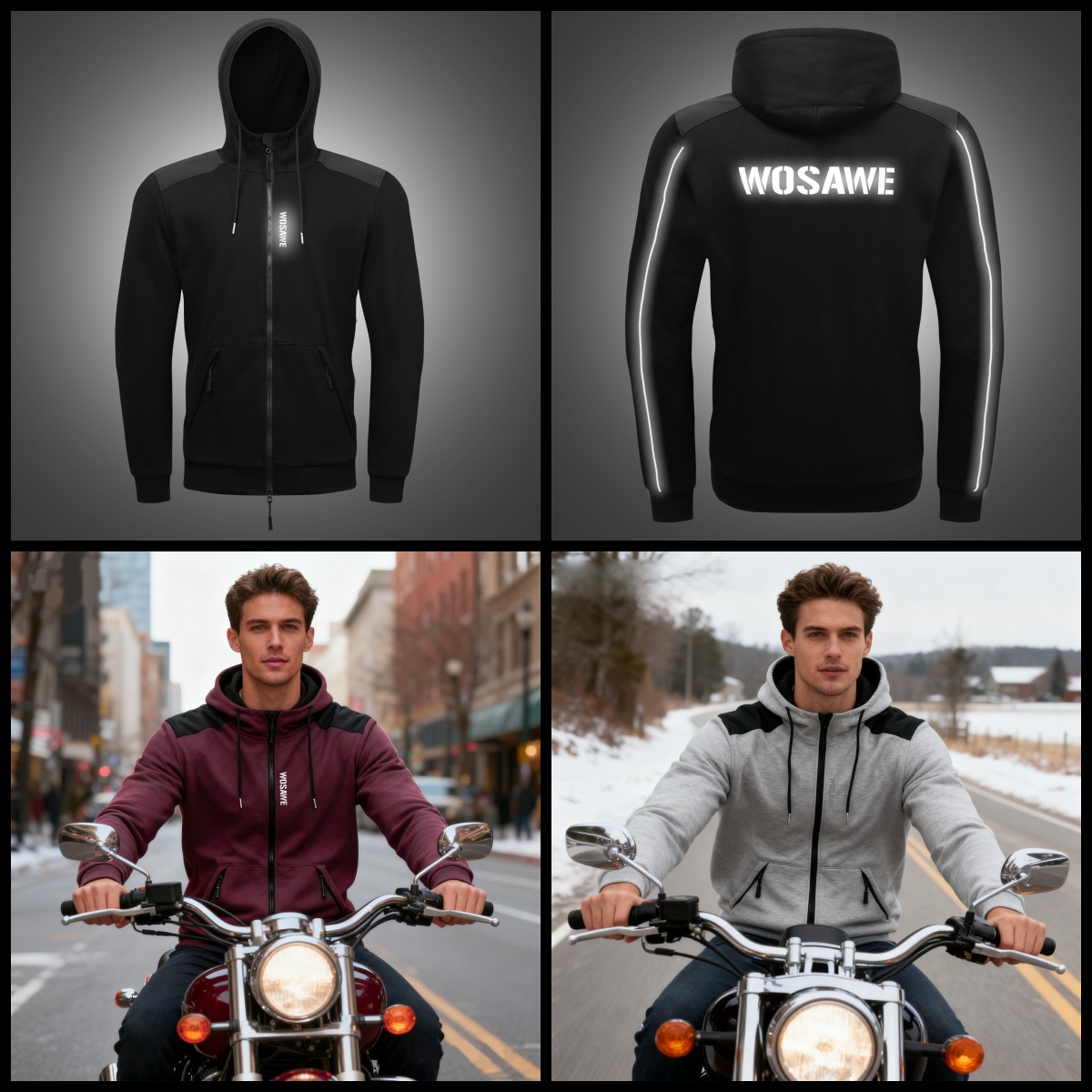 WOSAWE เสื้อแจ็คเก็ตมีฮู้ดสำหร - Motorcycle Gear Hoodie บทวิจารณ์และราคา